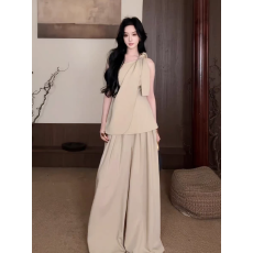 批发中式国风禅意气质无袖套装<b class='q'>女</b>2026夏季新款松弛感度假风穿搭一整套