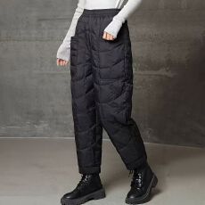批发2025冬季加厚羽绒裤女防风保暖外穿轻薄感宽松休闲束脚加厚棉裤子
