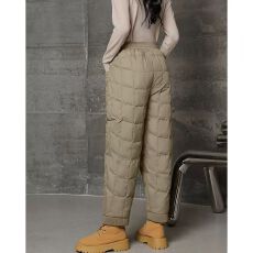 批发2025冬季加厚羽绒裤女防风保暖外穿轻薄感宽松休闲束脚加厚棉裤子