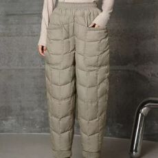 批发2025冬季加厚羽绒裤女防风保暖外穿轻薄感宽松休闲束脚加厚棉裤子