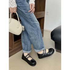 批发复古内增高玛丽珍鞋女2025夏季新款百搭一字带平底单鞋配裙小皮鞋