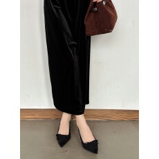 批发2025新款小个子高跟蝴蝶结细跟尖头百搭浅口单鞋