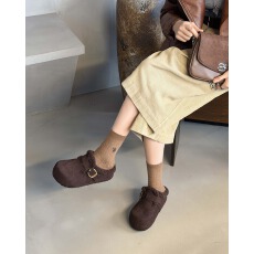 批发2025冬季新款复古休闲加绒保暖勃肯鞋百搭真皮包头