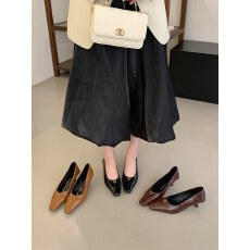 批发法式复古尖头小猫跟浅口单鞋女2025年春秋季新款舒适一脚蹬小皮鞋