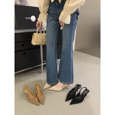 批发法式包头凉鞋女2026夏新款绒面浅口细跟不磨脚<b class='q'>气质</b>配裙后空单鞋