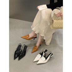 2026春季新款尖头细跟高跟鞋女漆皮浅口单鞋女百搭气质后空鞋子女