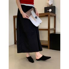 批发2026<b class='q'>春</b>季新款复古风方头编织装饰女鞋绒面半拖鞋女时尚包头拖