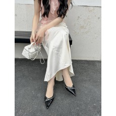 2026春季新款女鞋法式尖头后空单鞋女水钻带装饰气质高跟鞋