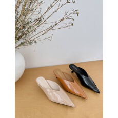 尖头简约气质包头半拖鞋女鞋子外穿2026新款夏季法式漆皮半托单鞋