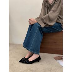 批发复古绒面编织尖头浅口细跟单鞋女2026新款气质百搭通勤高跟鞋