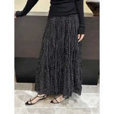 批发大码韩系chic黑色波点半身裙女2026春季新款胖mm宽松遮肉显瘦裙子