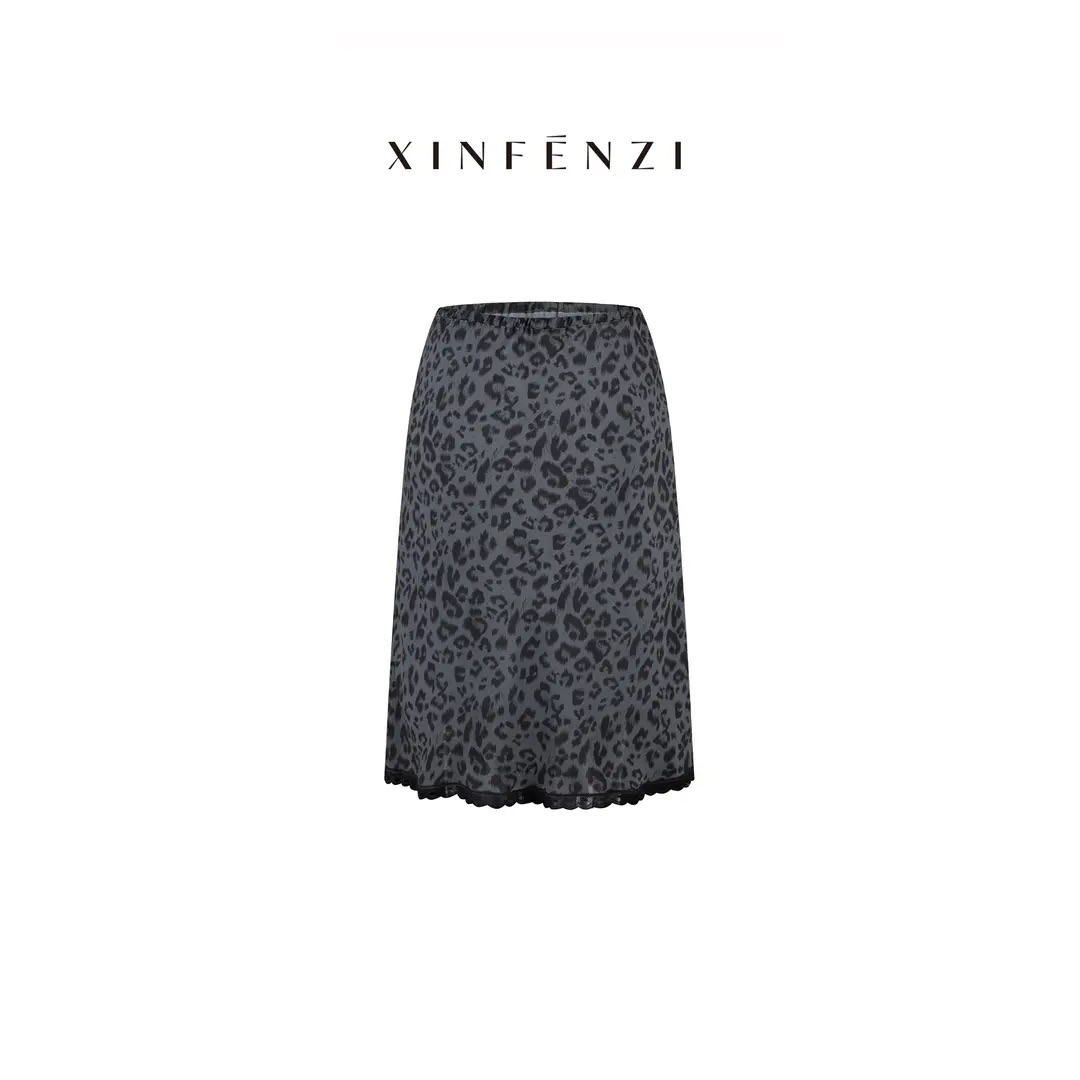 부드러운 멩 표범 xinfenzi 전체 아세트산 레오파드 무늬 프린트 섹션 반신 스커트 ssk38358