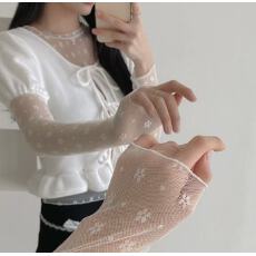 批发韩版复古镂空薄款圆领长袖碎花<b class='q'>蕾丝衫</b>女2025网纱透视叠穿防晒罩衫