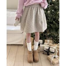 韩版毛呢碎花半身裙女春季新款高腰显瘦气质加厚A字中裙子