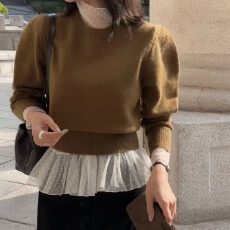 批发韩版百搭透视波点半高领内搭蕾丝长袖<b class='q'>打底</b>衫