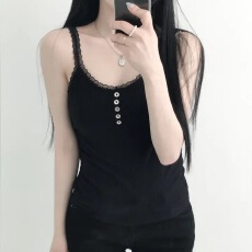 批发韩版百搭<b class='q'>蕾丝</b>加薄绒吊带棉质保暖背心