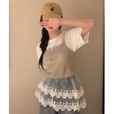 批发<b class='q'>韩版</b>松紧腰裙帘叠穿层次感半身短裙春夏<b class='q'>毛衣</b>叠穿搭配白色蕾丝屁帘