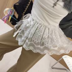 批发韩版甜美蕾丝屁帘女叠穿内搭遮跨显瘦白色蕾丝下摆假两件<b class='q'>打底裙</b>帘