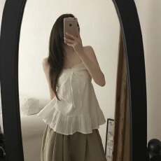 批发韩版V领蕾丝拼接蝴蝶结吊带背心女纯色无袖上衣