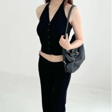 批发韩版带胸垫针织挂脖吊带背心女内搭<b class='q'>修身</b>显瘦外穿露美背无袖上衣