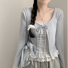 批发韩版碎花吊带+纯色开衫两件套女新款<b class='q'>宽松</b>显瘦减龄上衣