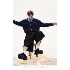 批发格纹<b class='q'>风衣</b>夹克男女美式翻领情侣上衣港风复古宽松外套潮