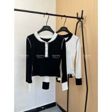 批发ANDYET AD1 原创假两件拼色t恤女修身显瘦内搭打底衫正肩长袖<b class='q'>上衣</b>