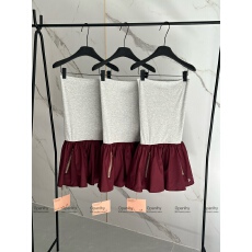 批发2026/ss新款MM女士撞色拼接<b class='q'>迷你裙</b>半身裙子抹胸裙两穿裙