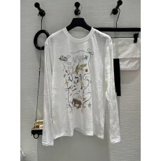 批发26新款小香风印花<b class='q'>长袖</b><b class='q'>T</b><b class='q'>恤</b>女美式宽松显瘦薄款防晒罩衫