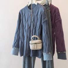 批发实拍女装洋气设计感套头新年毛衣女秋冬新款宽松亮闪闪<b class='q'>针织</b><b class='q'>打底衫</b>