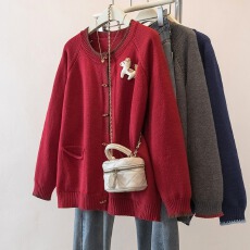 批发<b class='q'>实拍</b>女装本命年红色小马毛衣<b class='q'>外套</b>2026新款时尚洋气减龄针织上衣女