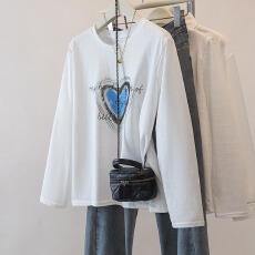 批发实拍女<b class='q'>装</b>2026春季新款字母印花长袖T恤宽松休闲百搭遮肚显瘦上衣