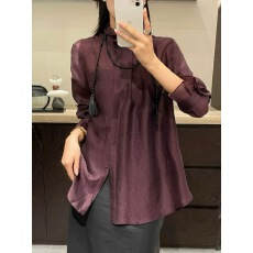 2026春装轻熟风天丝衬衫女长袖宽松立领百搭气质高端设计感上衣女