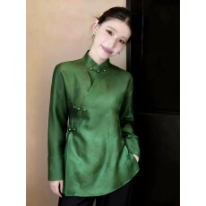 批发新中式立领盘扣<b class='q'>真丝</b>衬衫女2026春季超好看长袖宽松显瘦国风上衣潮