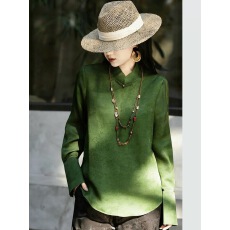 批发新中式国风真丝<b class='q'>欧根纱</b>提花衬衫女春简约气质百搭叠穿衬衣打底上衣