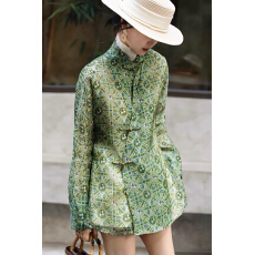 批发新中式国风真丝<b class='q'>欧根纱</b>衬衫女2026春季新款立领斜襟唐装微透上衣