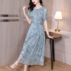 批发高端<b class='q'>连衣裙</b>女夏季新款设计感显瘦气质水墨画时尚百搭小个子A字裙