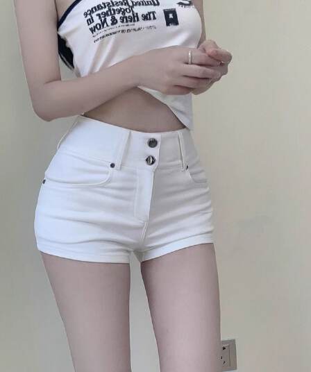 2026 여름 새로운 다용도 작은 키 슬림해 보이는 스트레이트 넓은 다리 핫 바지 어린이 신축성 핫걸 데님 반바지 여성