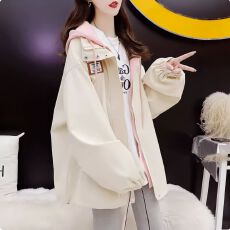 批发抖音质量2025早秋新款假两件风衣外套宽松中长款夹克风衣特价