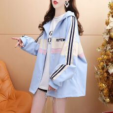 批发官图 重工拼接薄款拉链风衣外套春季新款渐变色百搭上衣开衫外套