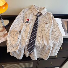 实拍 原版做工欧棉绒春季薄款中长款高级感POLO领刺绣衬衫外套女