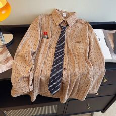 实拍 原版做工欧棉绒春季薄款中长款高级感POLO领刺绣衬衫外套女