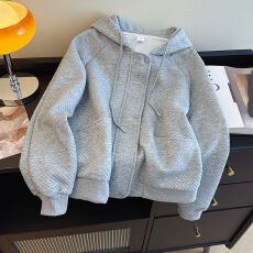 实拍 提花面料原版做工内抽春装常规款拉链卫衣新款连帽外套女