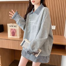 批发实拍-春季薄款后包领纯棉华棉复合刺绣假两件POLO领<b class='q'>卫衣</b>外套