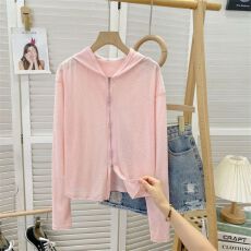 批发实拍后包领竹节丝针织双头拉链<b class='q'>开衫</b>薄外套女夏季新款连帽防晒衣女