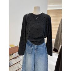 批发官图-螺纹德绒<b class='q'>大码</b>300斤小爱心圆领长袖T恤女宽松内搭打底衫上衣
