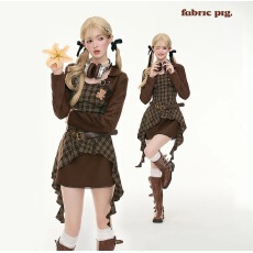 批发2025秋季女装美式复古格纹上衣吊带<b class='q'>连衣裙</b>+麂皮<b class='q'>外套</b>3件套装