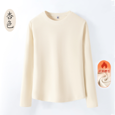 批发秋冬女韩圆领长袖内搭打底衫双面德绒1*1有氨纯色百搭<b class='q'>T</b>恤上衣潮