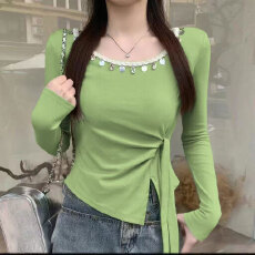 批发国风小衫圆领<b class='q'>打底衫</b>女秋冬季高级感紧身性感内搭德绒打底修身显瘦