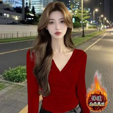 批发大码胖MM韩系设计感新款长袖<b class='q'>春</b>秋辣妹纯欲洋气修身莫代尔打底衫